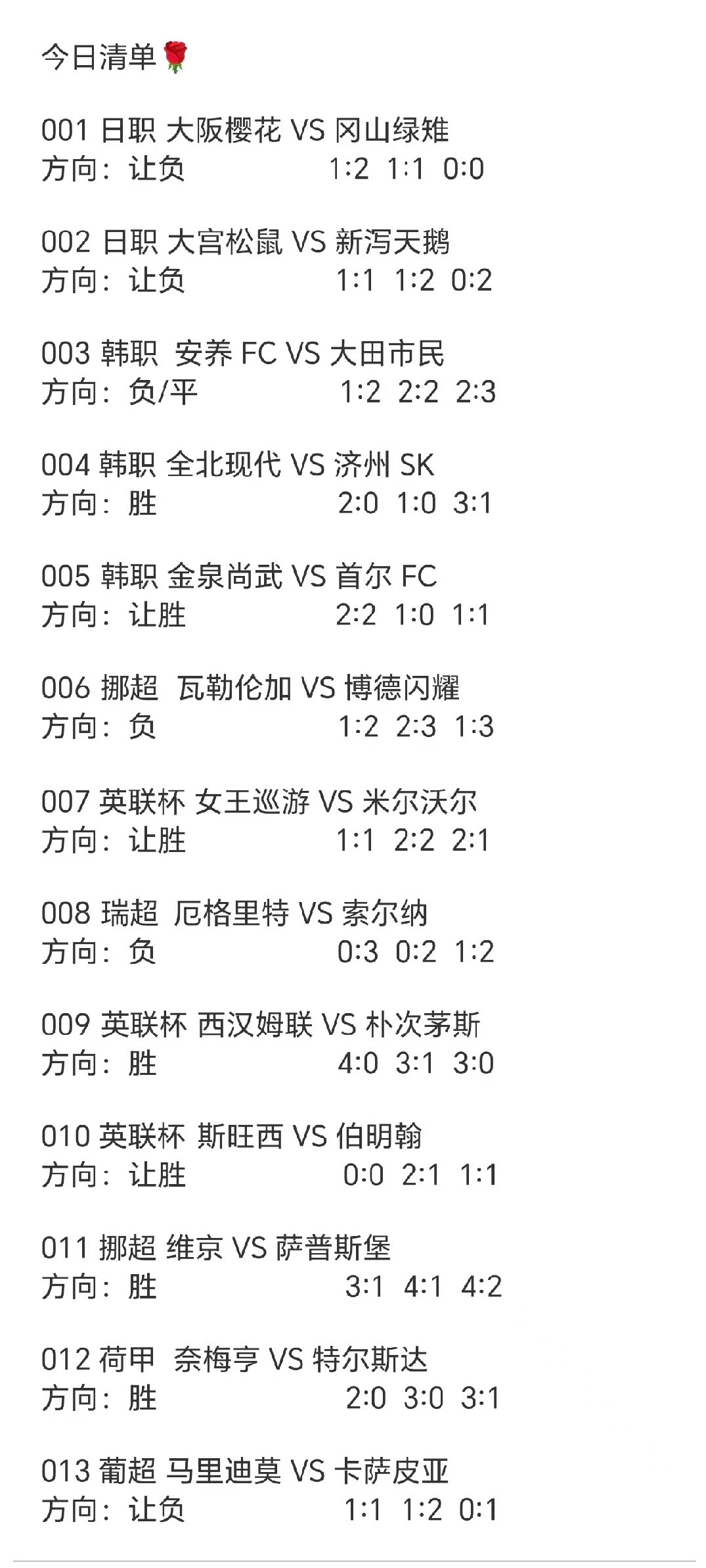 今日早场赛事清单