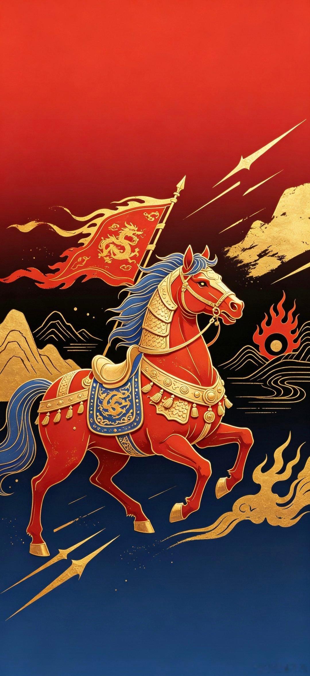 “骏马奔腾福运缠绵，马到成功前程似锦～”