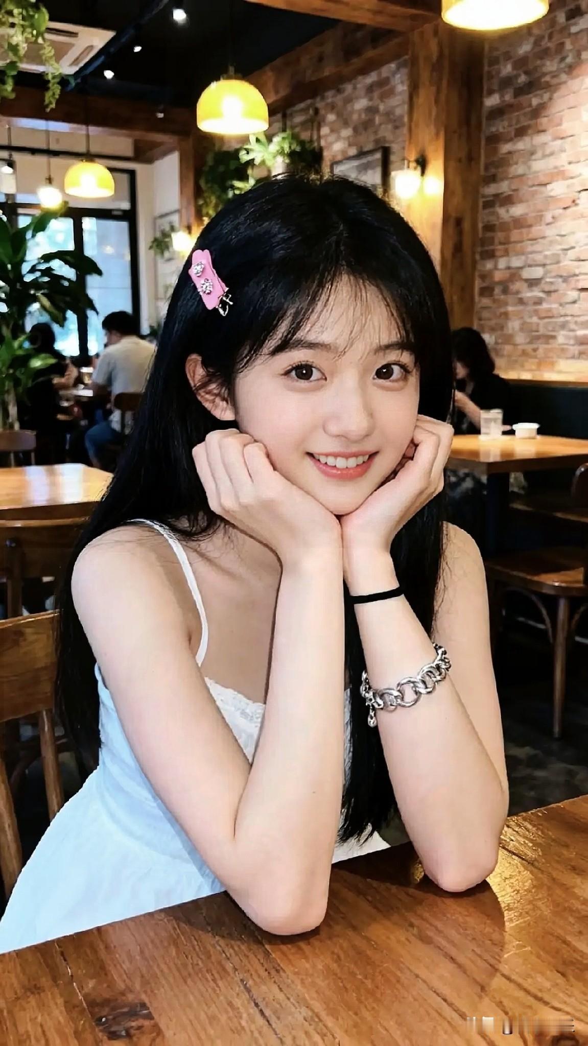 元气少女蹲在咖啡馆角落，梨涡浅浅，比焦糖玛奇朵更甜～晒图笔记大赛分享你的随手拍