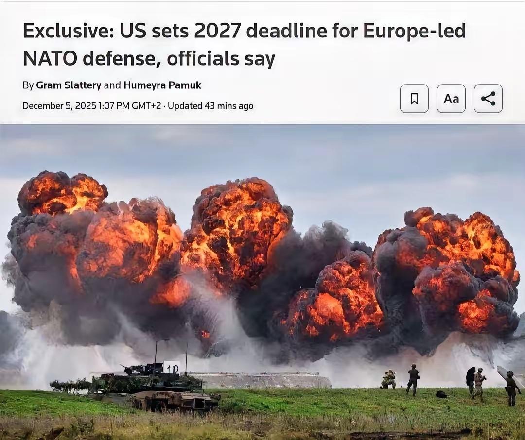 路透社报道，特朗普警告欧洲🇪🇺，如果再不承担更大的防务责任，美国🇺🇸准备