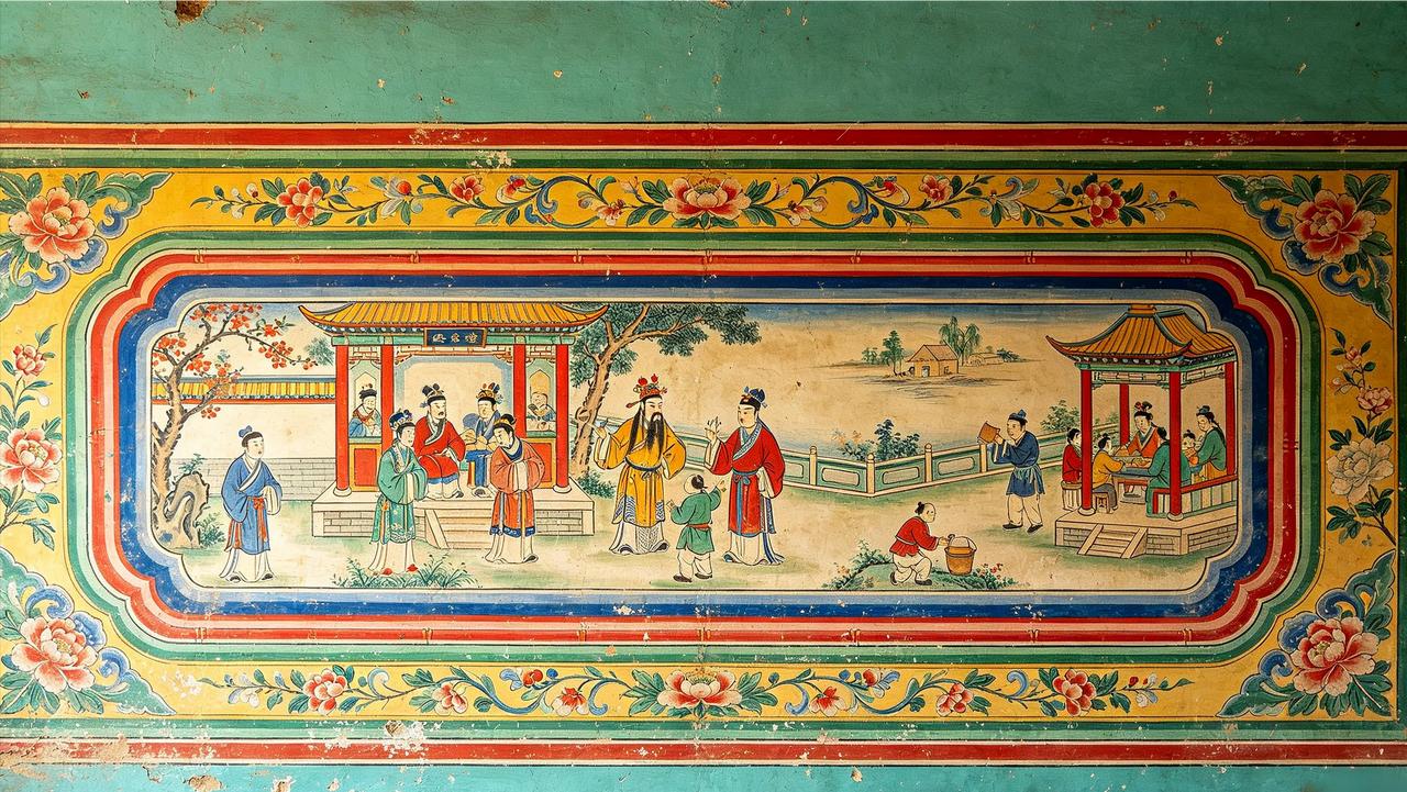 原平农村炕围画70‑80年代是原平炕围画最红火的时候，农村、周边村子，家里盘土