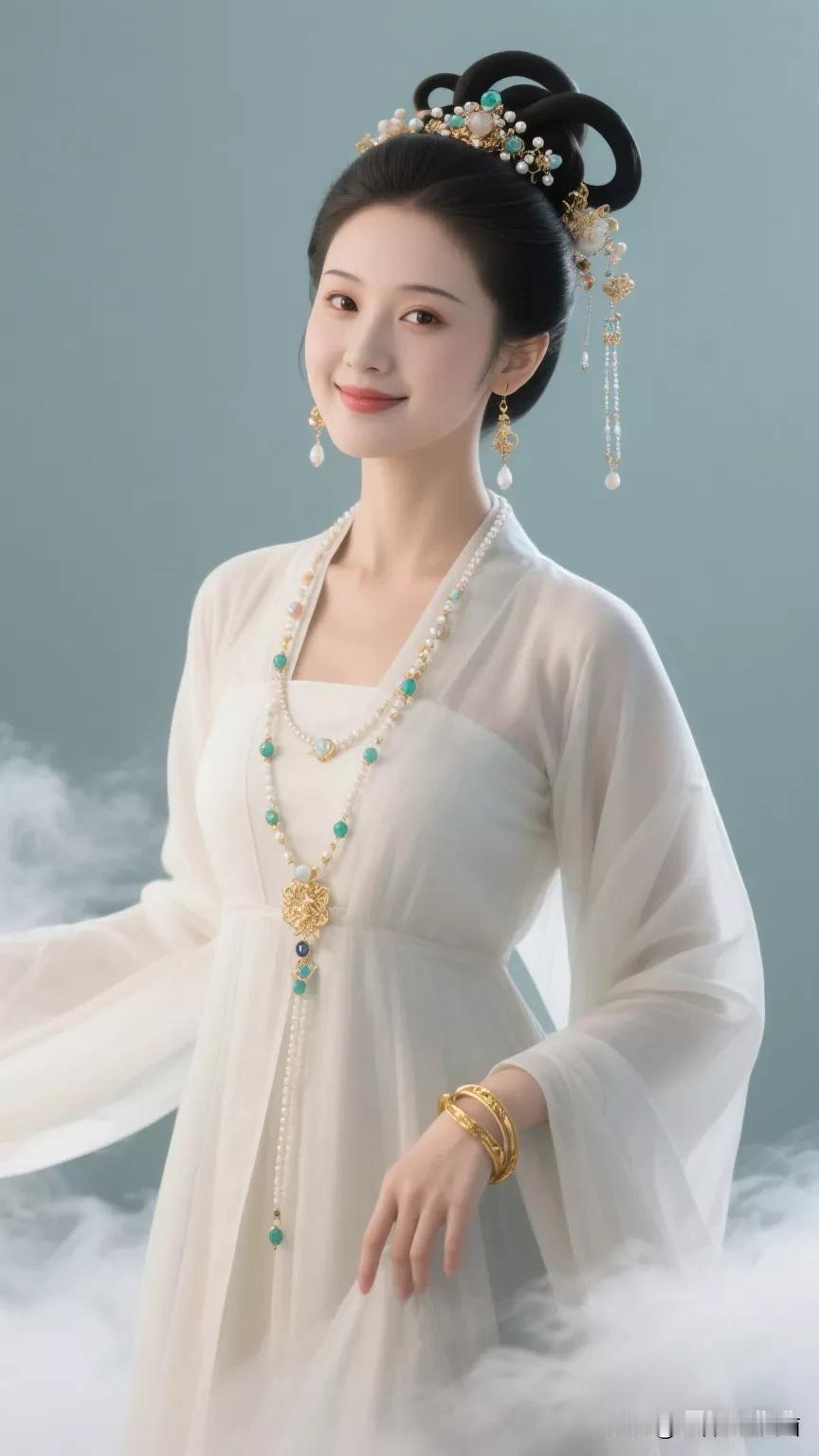 仙气飘飘的汉服美人，古典优雅，美不胜收！🌸💫张立启原创书画AI作品古仕女发髻