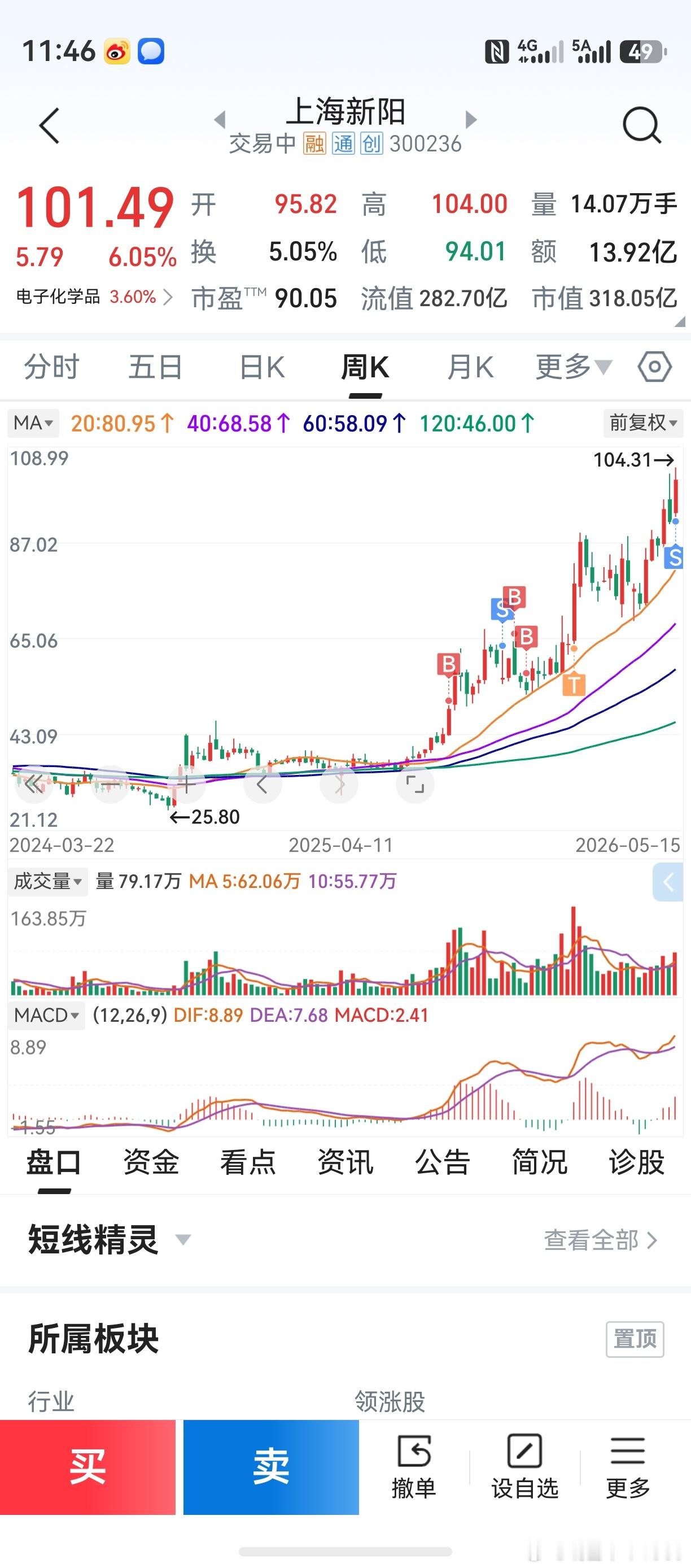 上海新阳，上午卖得一股不留！成功操作了两轮，将来大概率有第三轮。对当前市场及个股