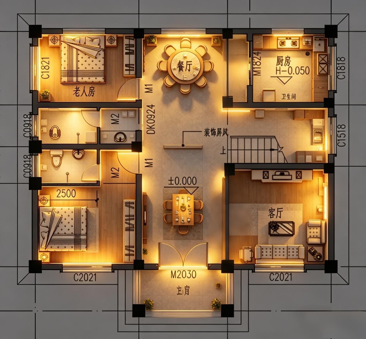 农村两层新中式别墅户型图！别墅农村自建房农村自建别墅自建房