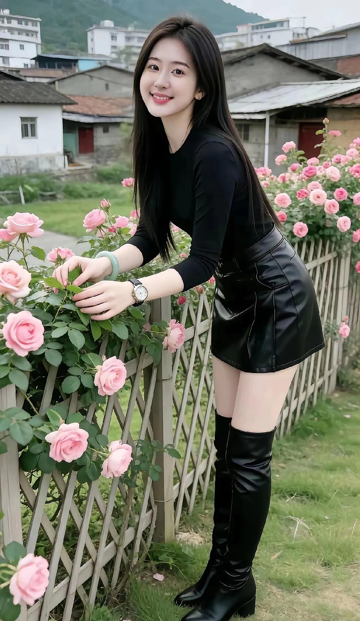 花间美人笑，芳草映春光。美丽乡村