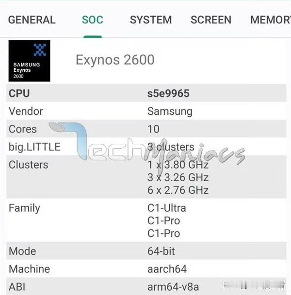 全球首款2纳米芯片Exynos2600跑分曝光近日，网上曝光了全球首款2纳