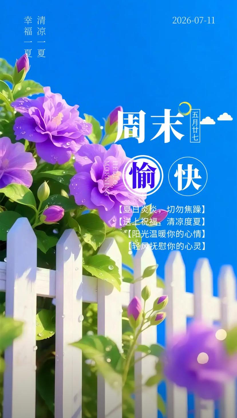 夏晨问安，追着晨光迎接全新光景，心中烦忧尽数归于清风。2026./07.11.