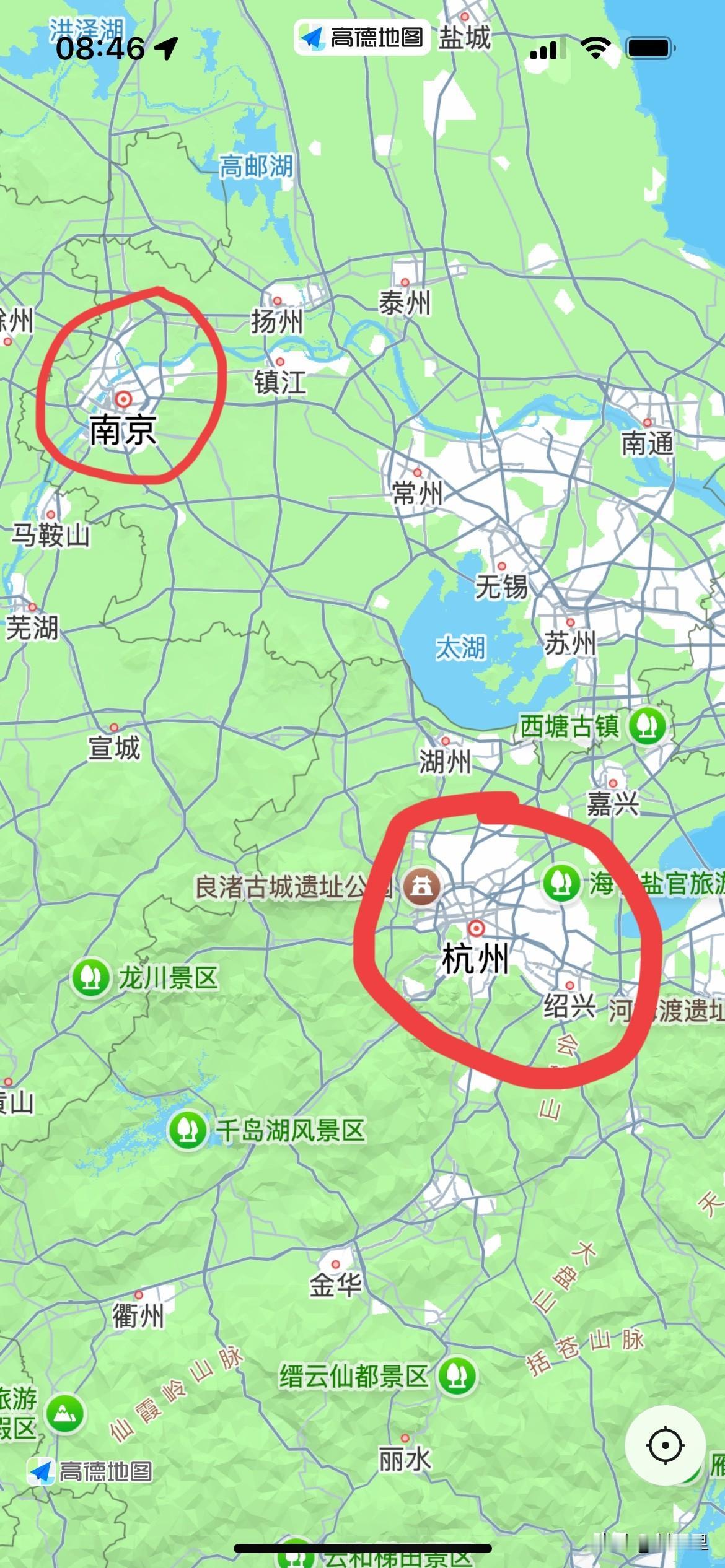 南京的建成区规模其实不小，之前比杭州还要大，但总感觉南京势单力薄的。你看杭州这些