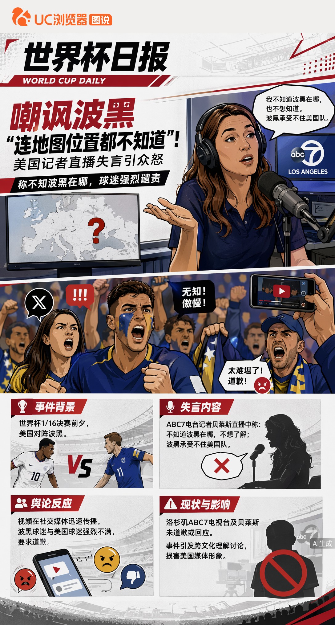 嘲讽波黑"连地图位置都不知道"！美国记者直播失言引众怒