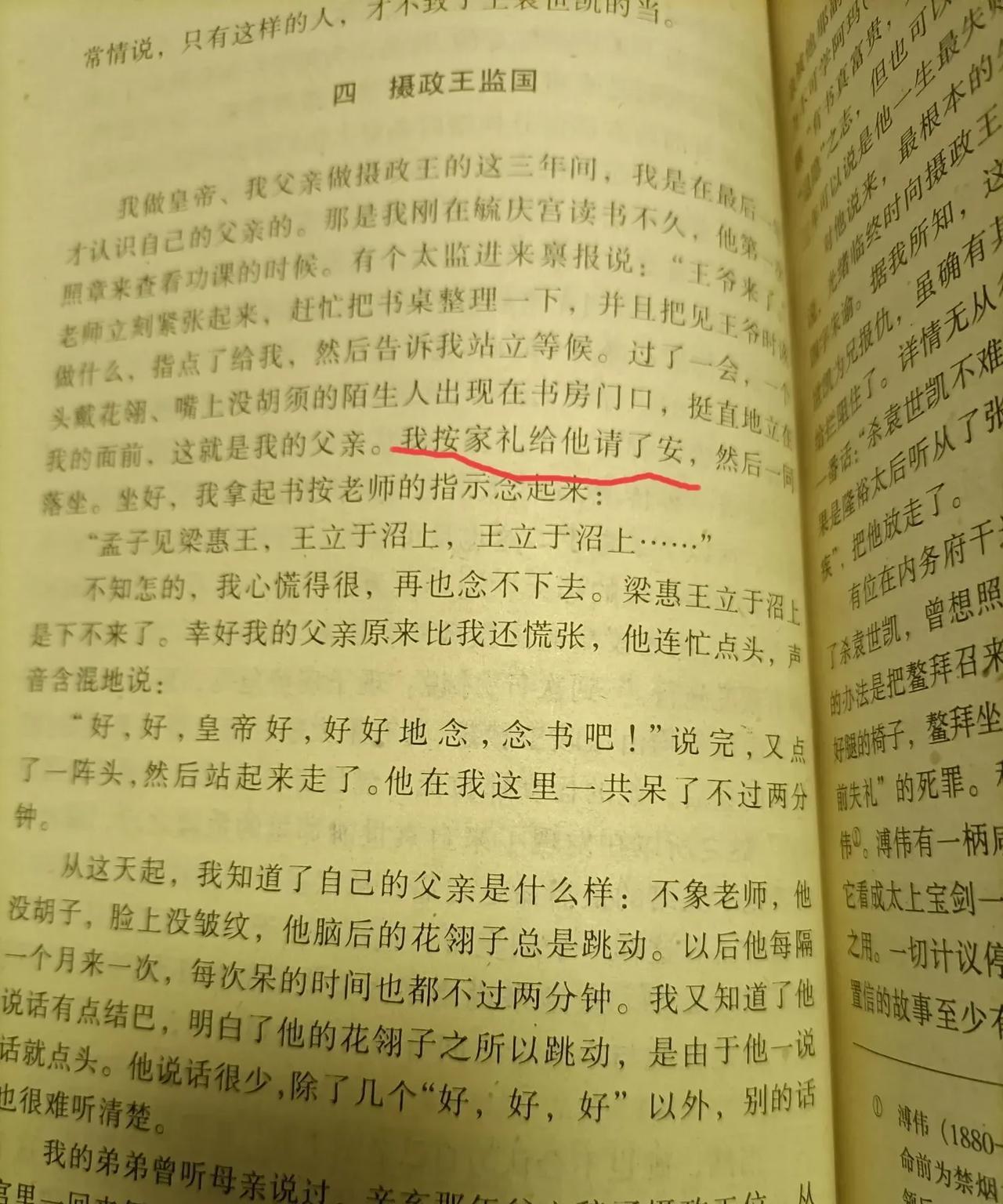 溥仪是载沣的嫡长子，奉慈禧之命，过继给没见过面的堂伯父同治帝，兼祧(按宗法是堂伯