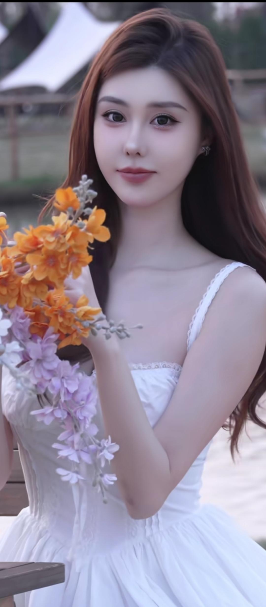 梦幻花海中的优雅少女，宛如童话里的公主。