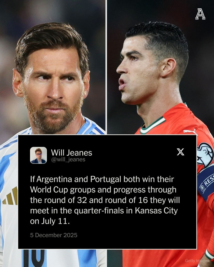 要来了? ! TA记者: 若都进八强, 阿根廷和葡萄牙将在1/4决赛对阵