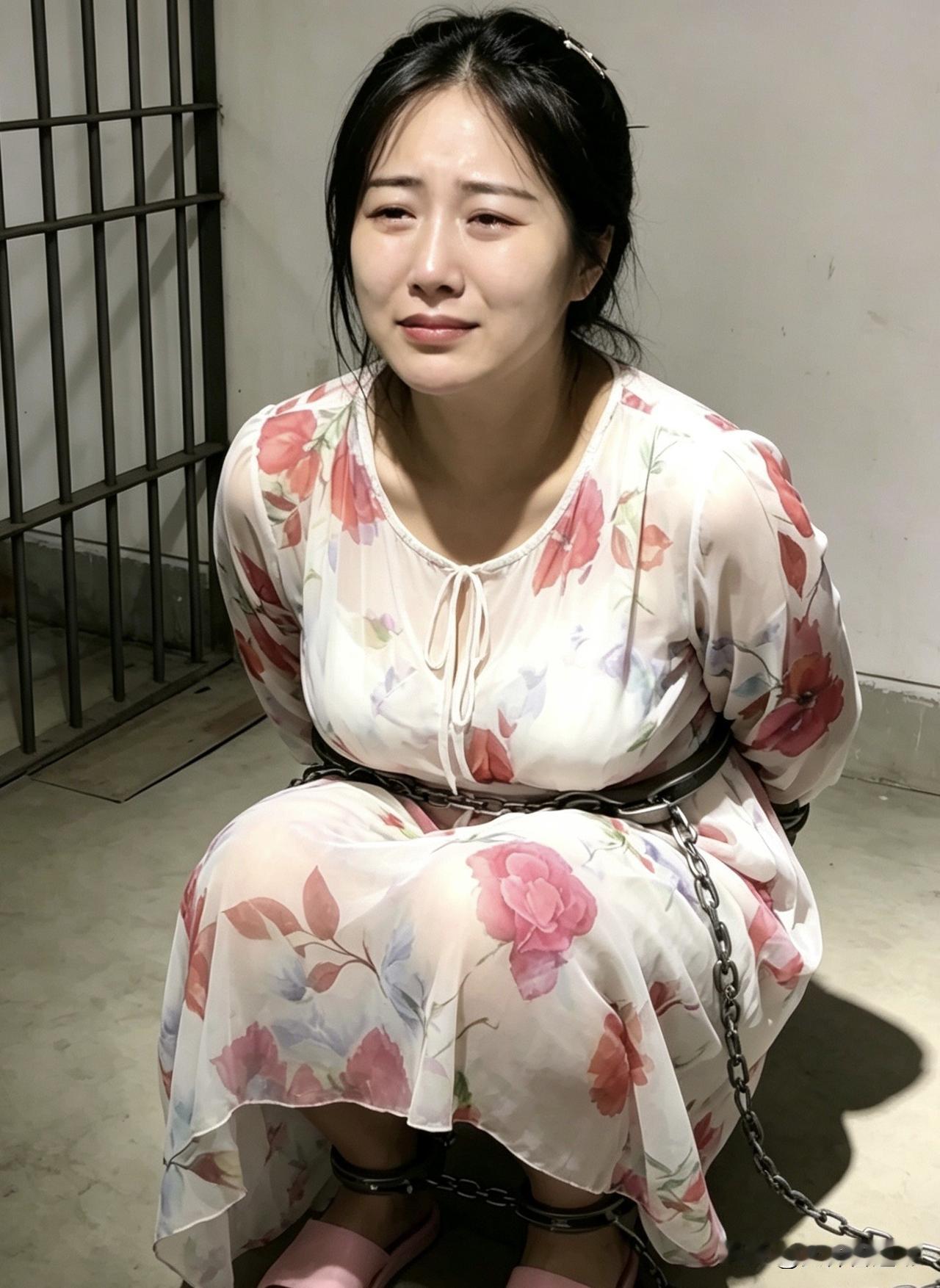 镣铐声响，梦碎当场。从此人间烟火再无关，只剩铁窗囚影。