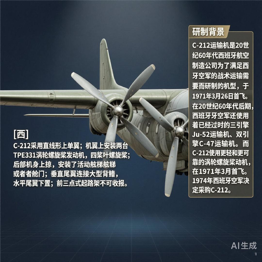 军事ai新视野C-212运输机［西］机长：16.2米翼展：20.28米机高：6