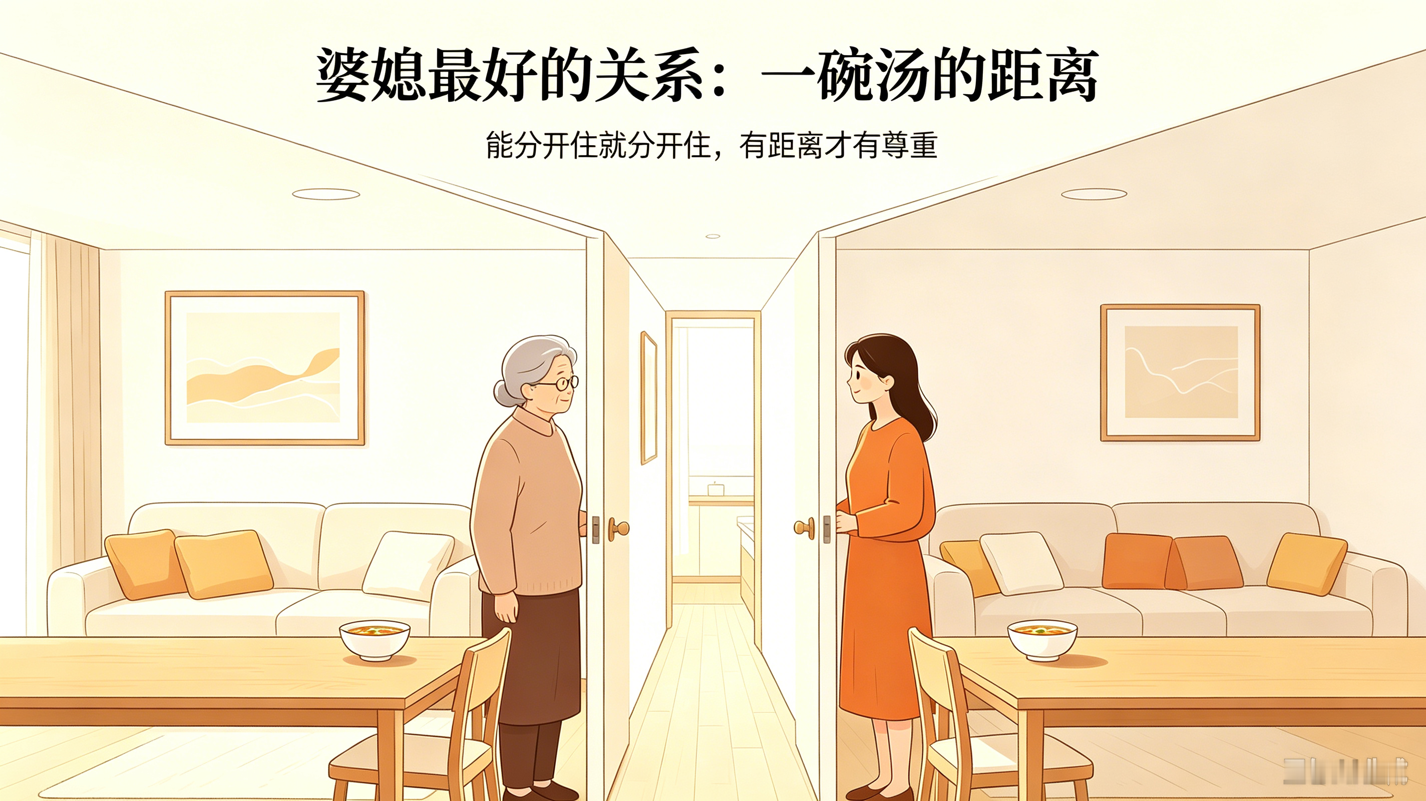 婆媳最好的关系：一碗汤的距离听过一句很通透的话：大多数婆媳矛盾，不是离得太远，而是住得太近。深以为然