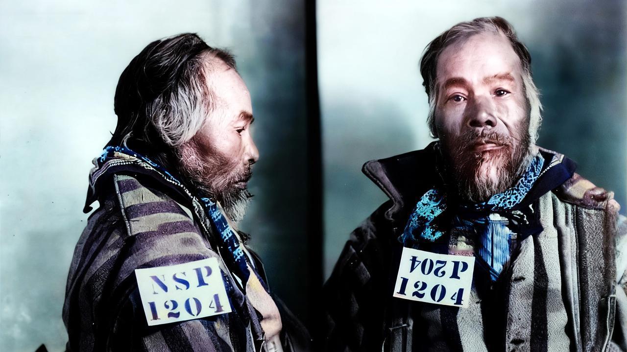 这两张照片拍摄于 1908年11月28日的美国内华达州立监狱，画面中的男子叫方旺