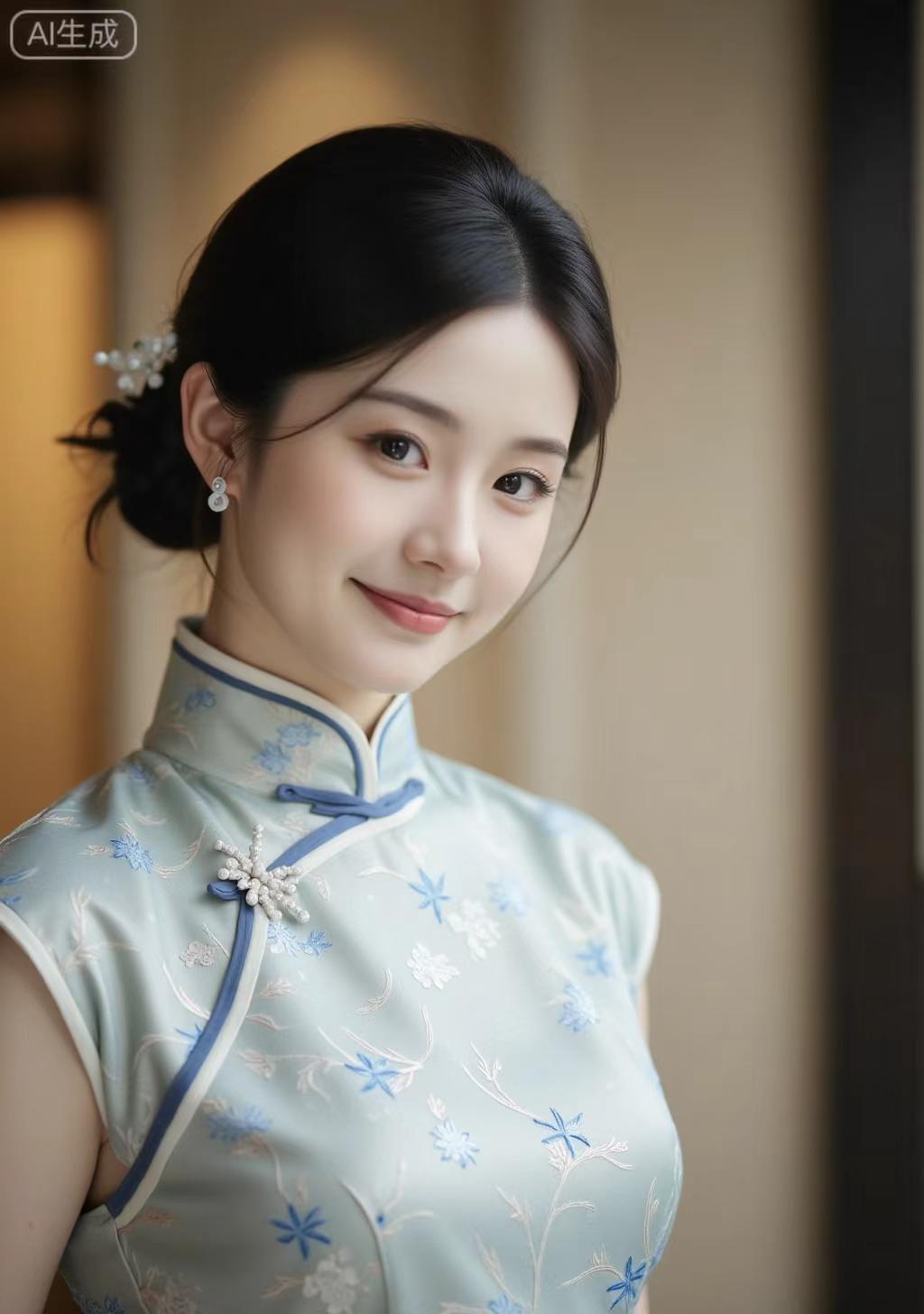 浅蓝暗纹，不是古董，是活的。楚燕把旗袍撕成两半——外层一脱，立马变衬衫，地铁里