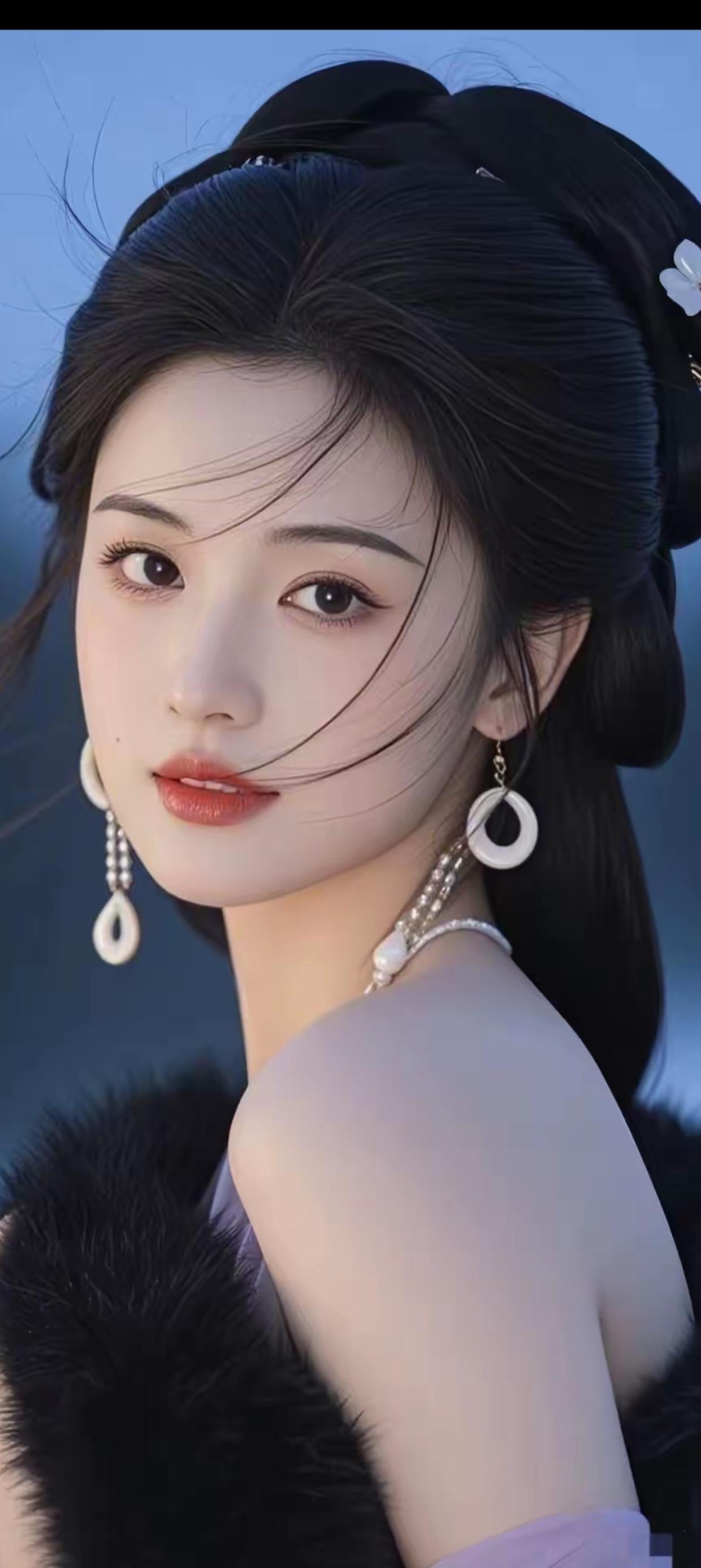 月色如水，美人如画。