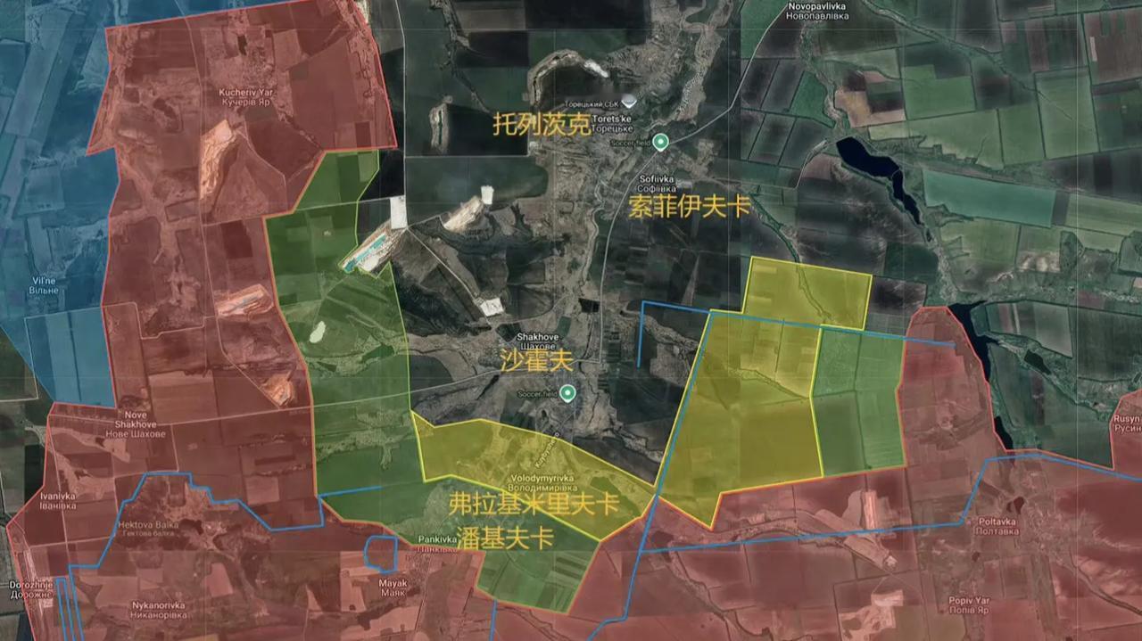 俄军中部和南部集群对红军城以北的沙霍沃（图中标注的沙霍夫）实施合围，乌军第82空