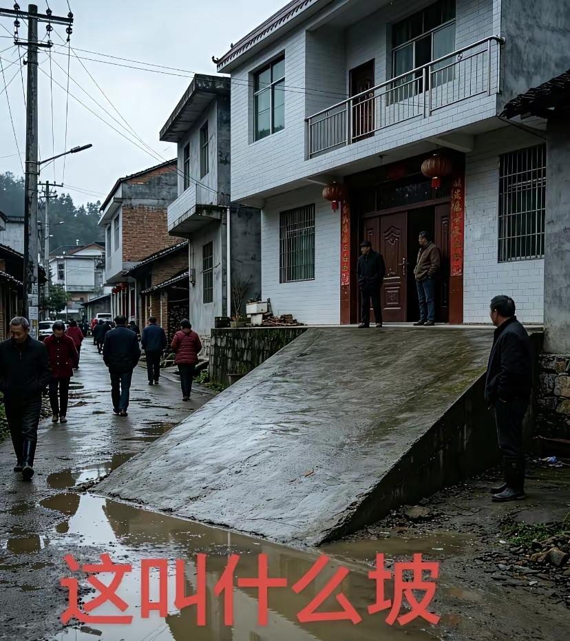 很好奇问一下大家，在农村一般什么样的人，门口才会修这么大的一个坡，感觉这个坡既不