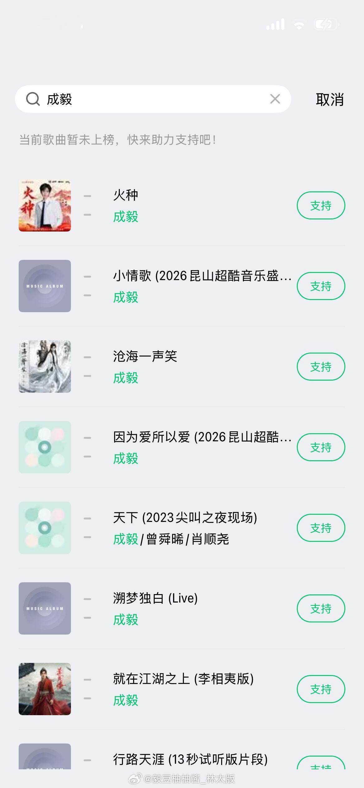 成毅新歌《火种》发布一小时，由你榜冲到第七，评论人气榜第一，音乐指数榜第一，新歌