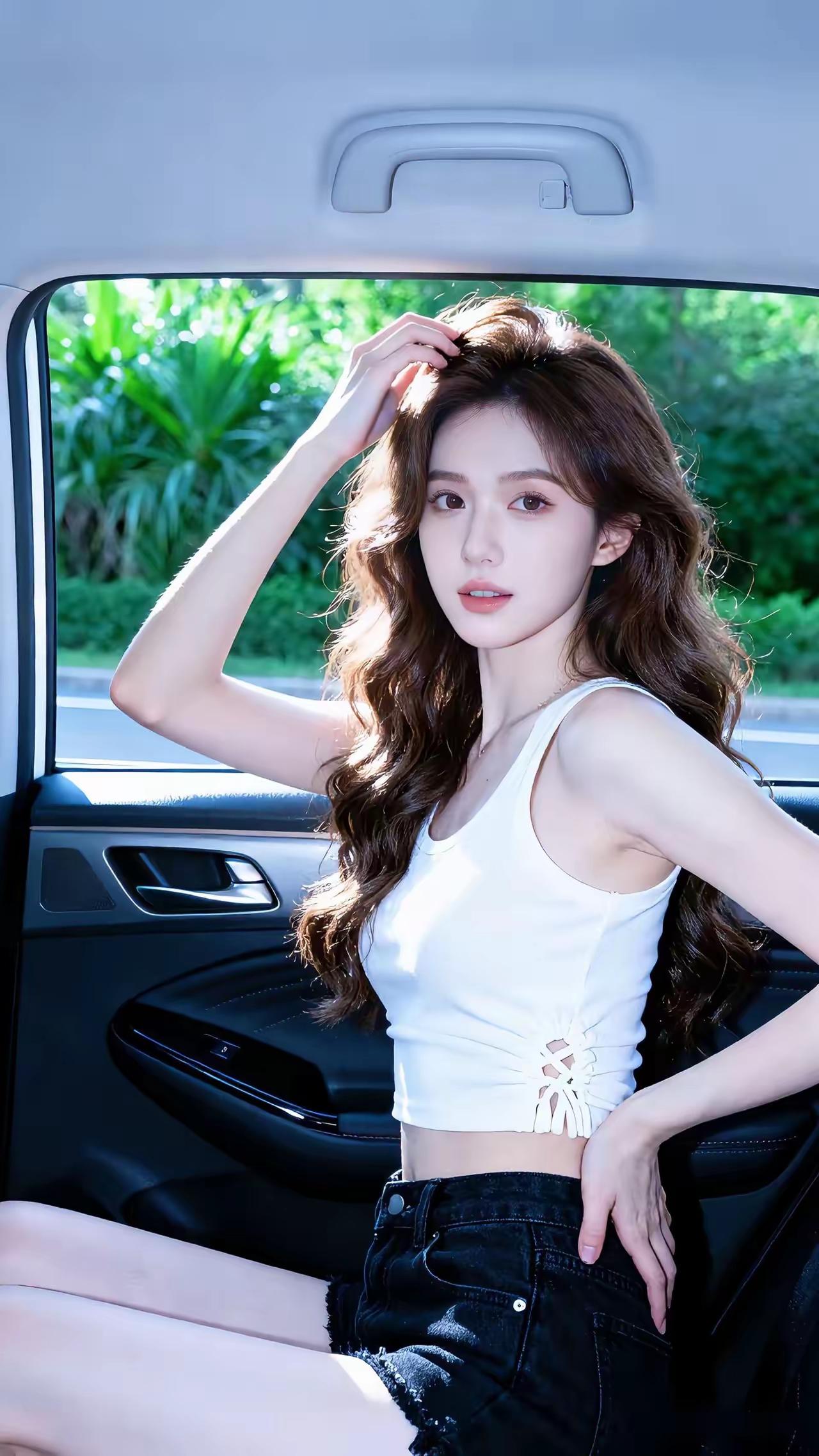 夏日车内自拍，清新自然，阳光洒进车内，少女感满满！🌞💗女生很会穿搭是一种什么