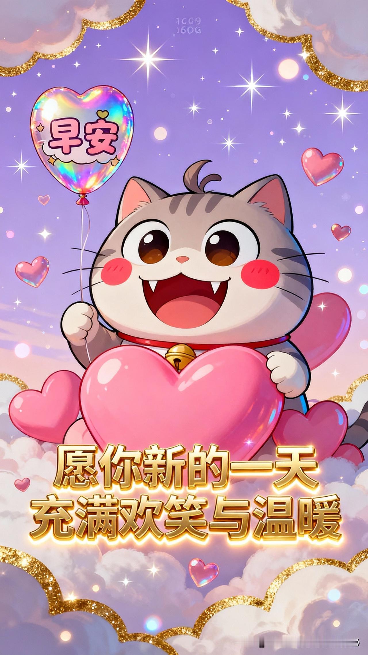 早安！朋友！暖心早安祝福语早晨一句祝福我是大脸猫，我来了！薪的一天开始了，