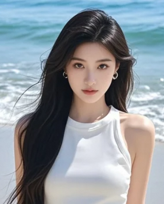 美女侧身而立，光影仿佛自动为她打上柔焦滤镜！