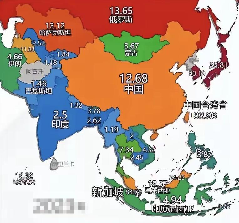 亚太地区的人均收入：新加坡84000美元；日本33000美元；韩国3300