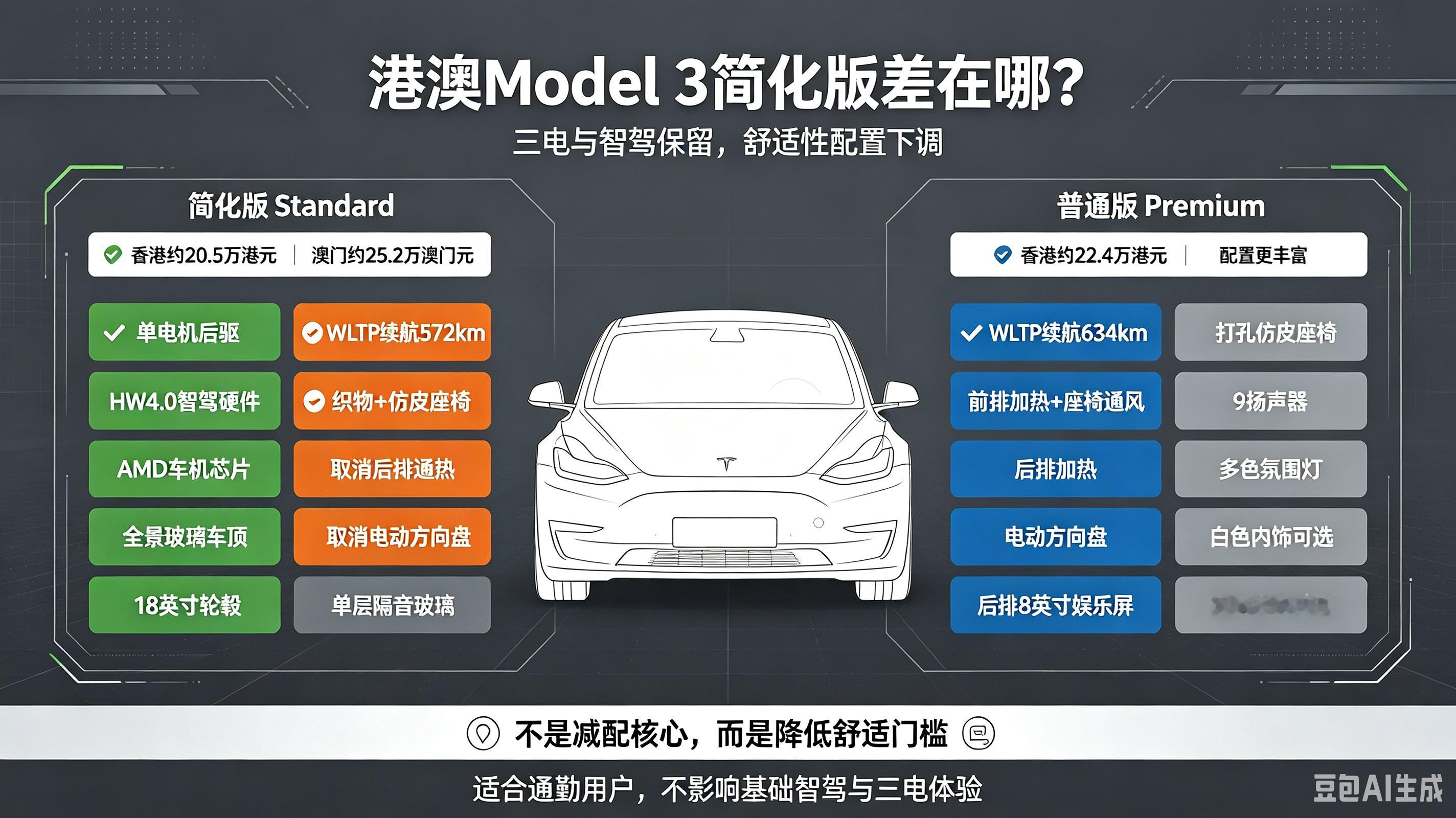 平价版Model3删减了啥特斯拉也有销量焦虑吗哈哈哈底盘、智驾硬件、车机芯片、全