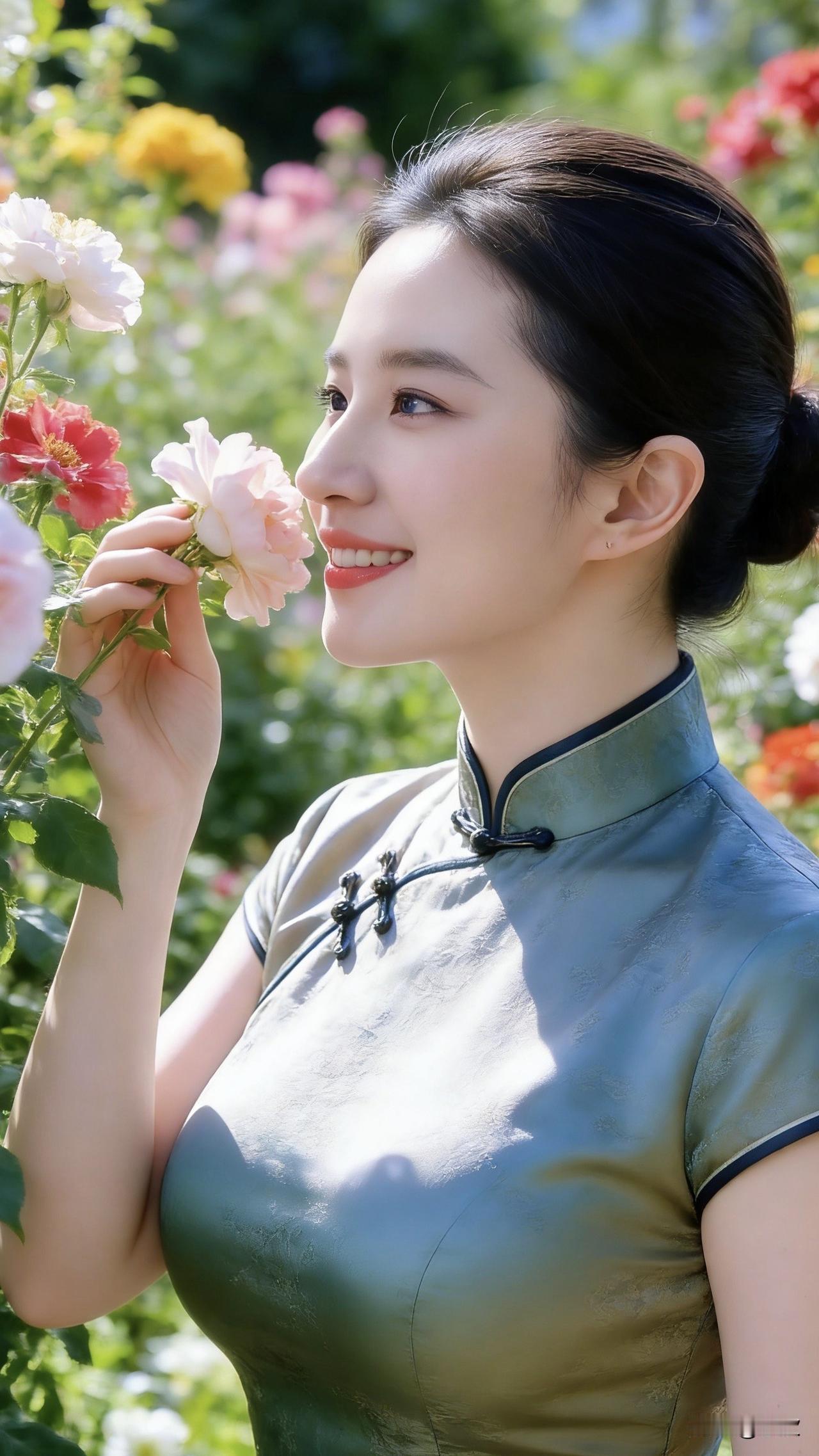 小满刚过，园子里的蔷薇开得正好。苏砚穿着一身墨绿旗袍，指尖捏着朵粉白的蔷薇，