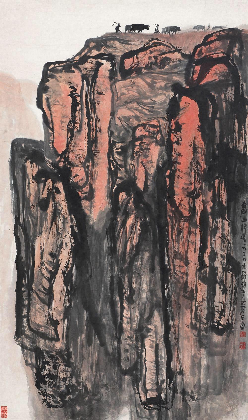 🌹石鲁山水画🌹可上九天揽月，可下五洋捉鳖，谈笑凯歌还。世上无难事，只要肯