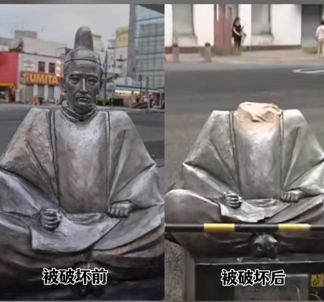 日本街头一座丰臣秀吉雕像被“斩首”，日本在线推理，开启柯南模式，他们认为不会是中