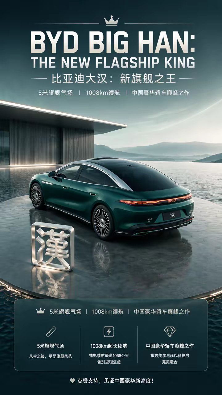 纯电1008km！燃油车最后一口气没了？比亚迪大汉直接炸场！纯电续航1008公里