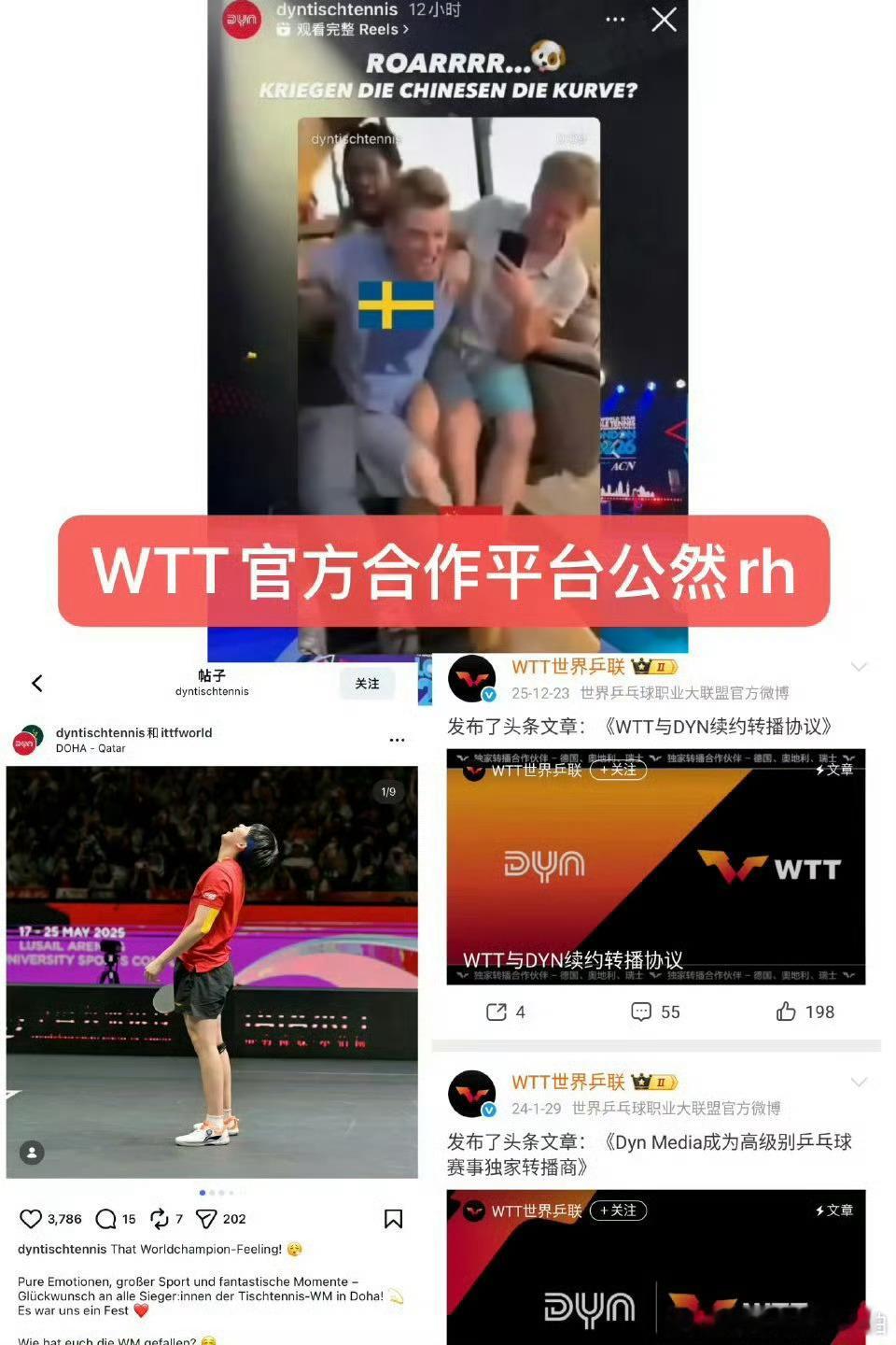 德甲rh的dyn是WTT官方多年合作伙伴❗德甲无妄之灾❗樊振东不是德甲的爹❗参