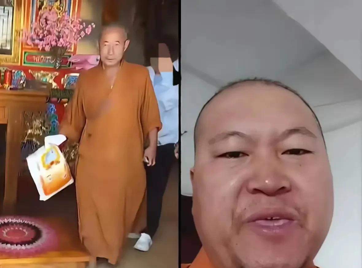 五台山“扔米和尚”被“开除”了…事件发生后，下图中右图这个肥头大耳的人自称是“