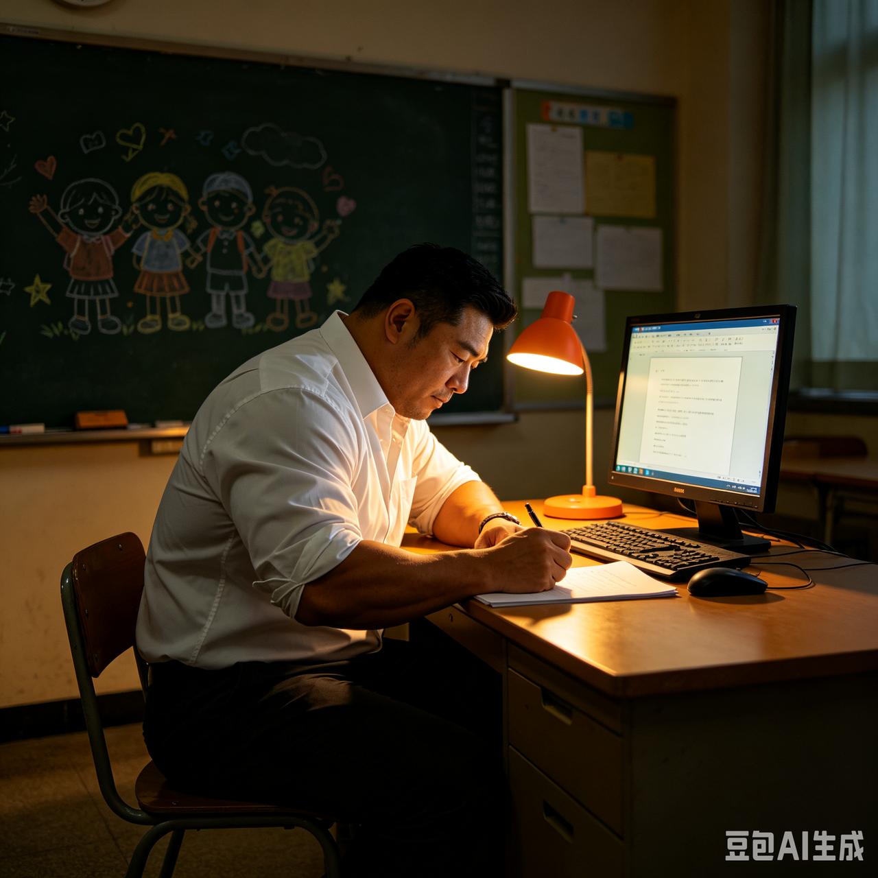 学校有一个正高级教师，50多岁，身材魁梧，老婆在一年前死了。学校有个大龄女教师未