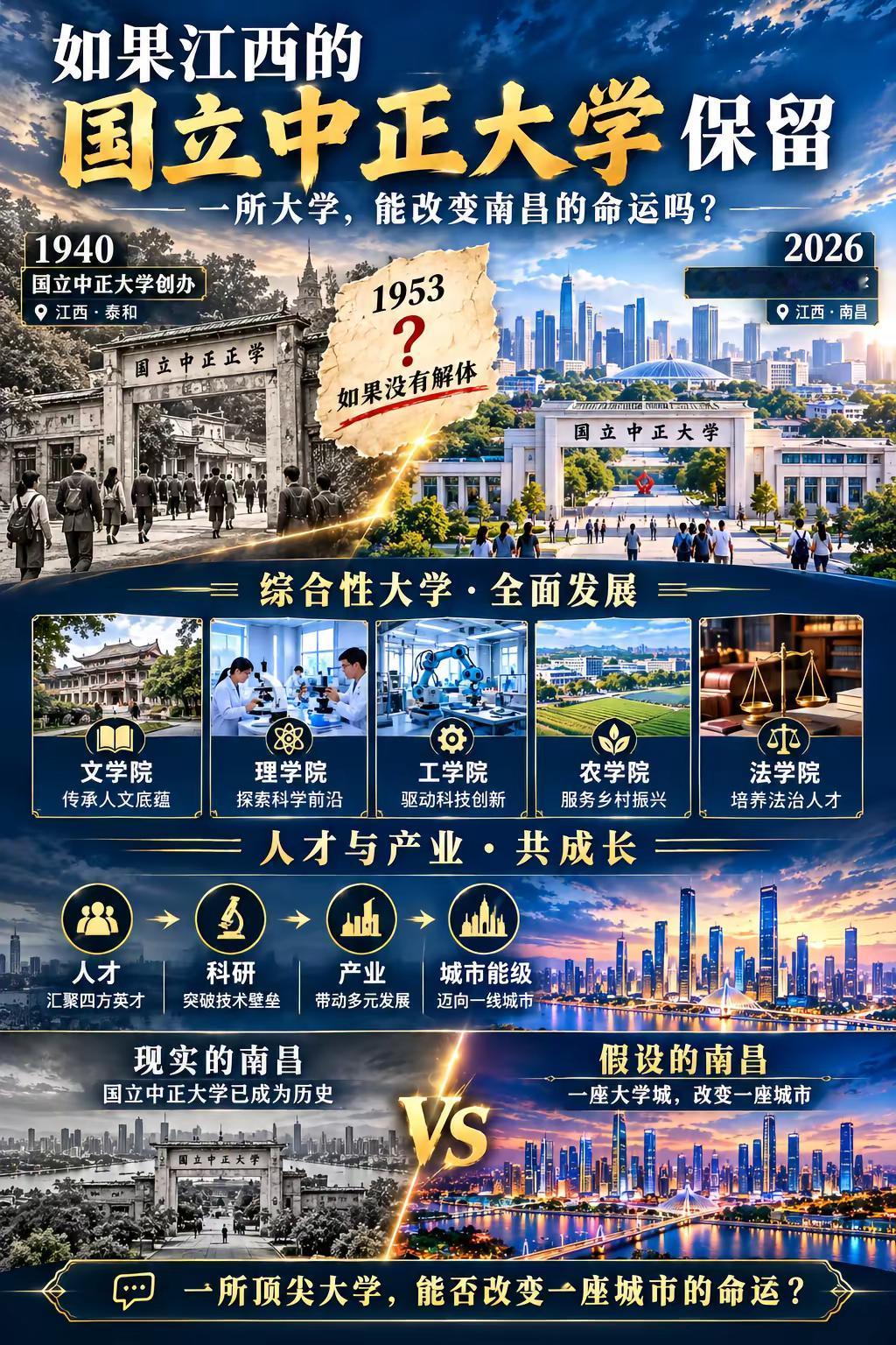 如果国立中正大学一直保留，能排全国第几。1940年，它在江西创办。后来改名、调整，最终成为了历史。但