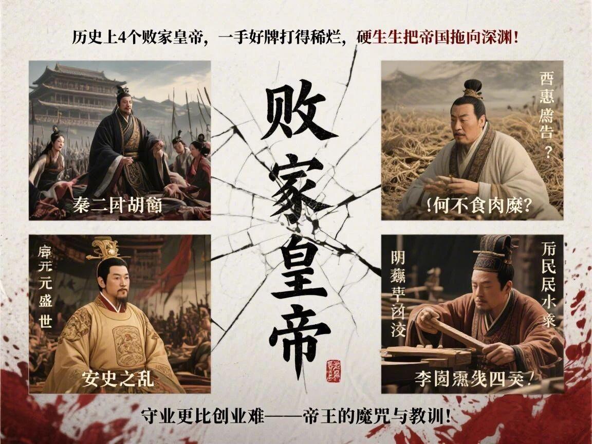 历史上4个败家皇帝，一手好牌打得稀烂，硬生生把帝国拖向深渊！在中国历史上，有不