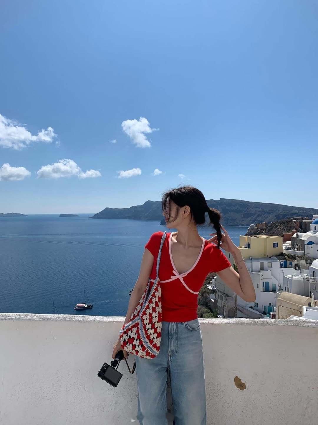 郑素敏圣托里尼岛旅游好惬意​​​