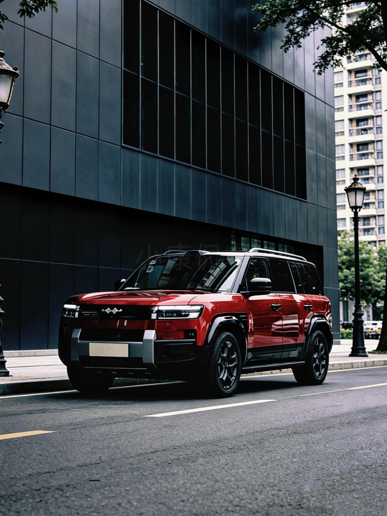 红到发光的方程豹也太吸睛了车主都快社恐啦方程豹钛7贴了龙血炽焰红，硬朗的方盒子越