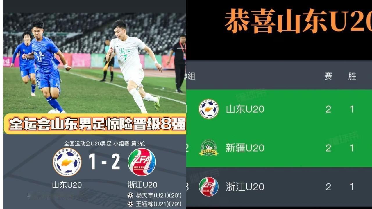 谁懂啊！山东全运男足最后时刻简直是从悬崖边拽回来的奇迹！眼看着0-2落后浙江