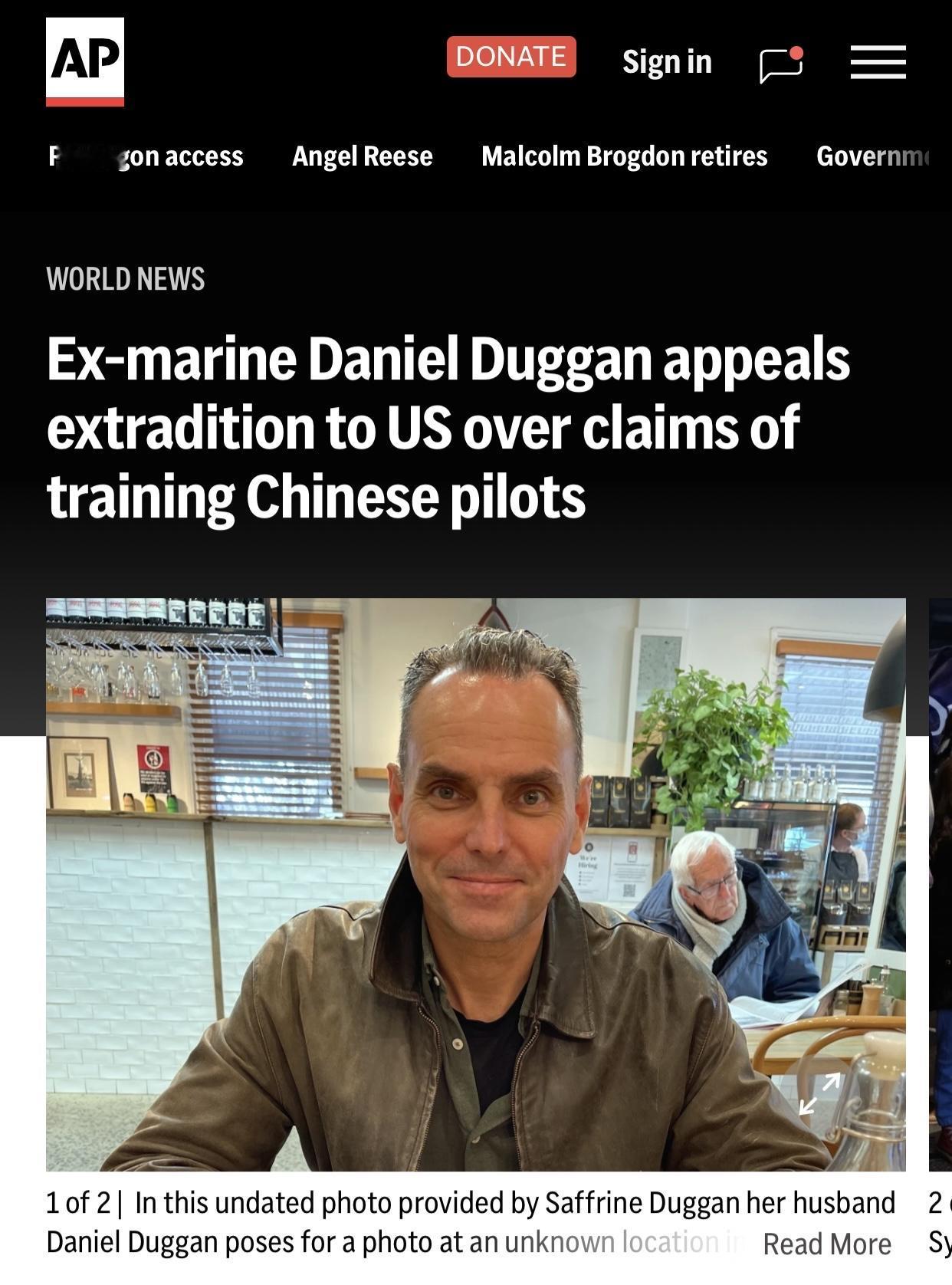 美联社：遭指控”训练中国飞行员”的一名在澳大利亚拘押的退役美国飞行员，就引渡回美