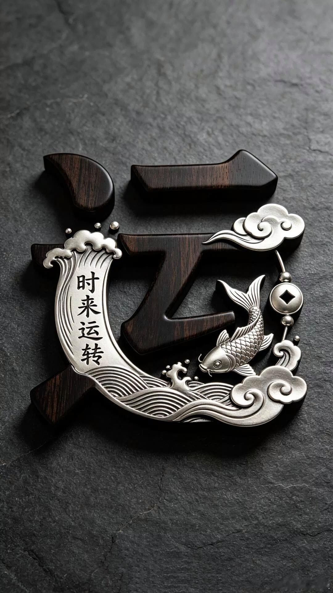 "财·运·福·喜·寿·顺"·五福临门大吉大利吉祥文字壁纸～