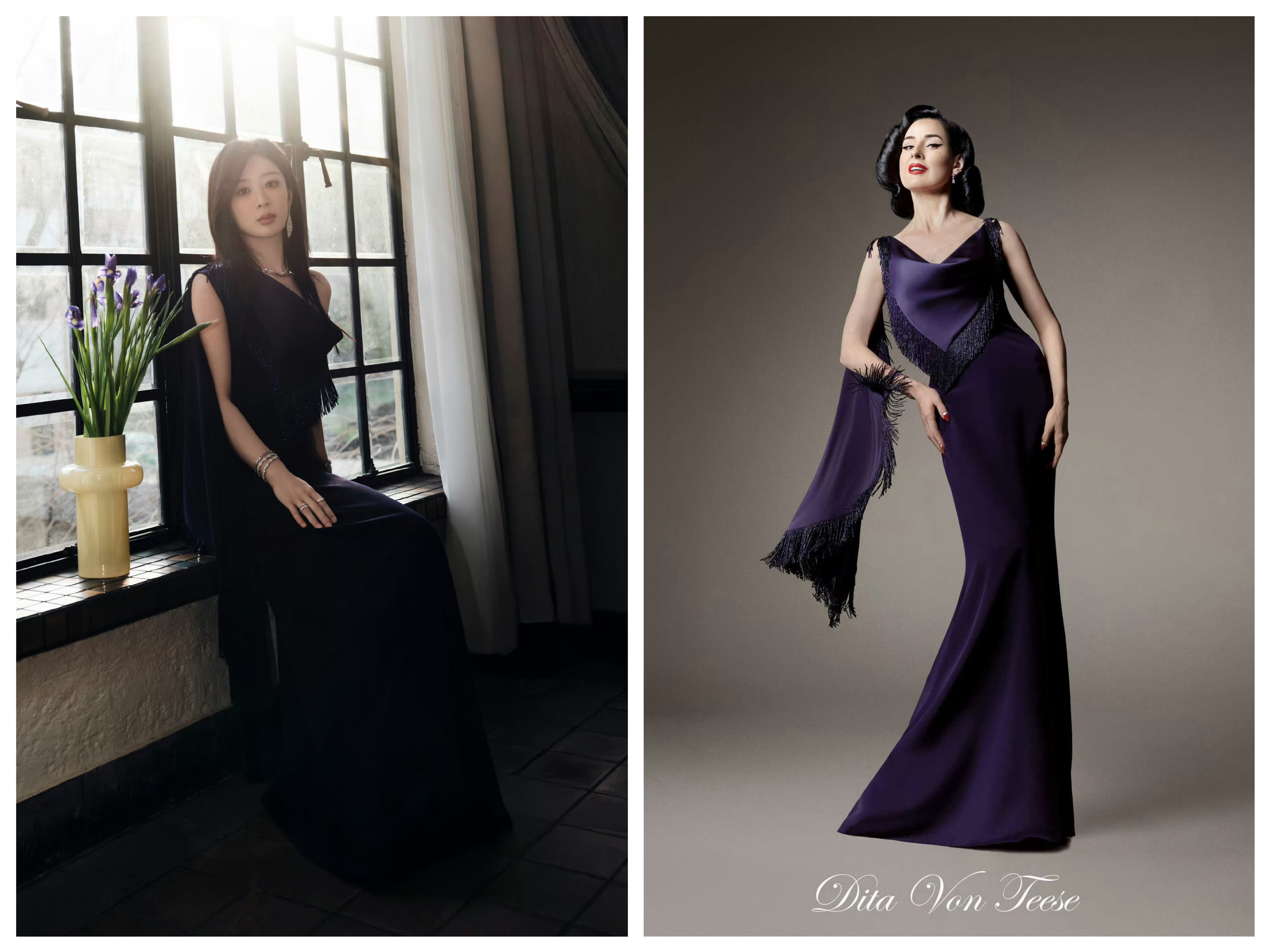 杨紫今日品牌活动造型，身着AlexisMabille2025春夏高定系列，