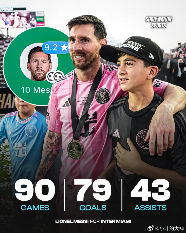 撑起队史！迈阿密队史射手榜：梅西90场79球遥遥领先，苏牙第二03月02日讯美