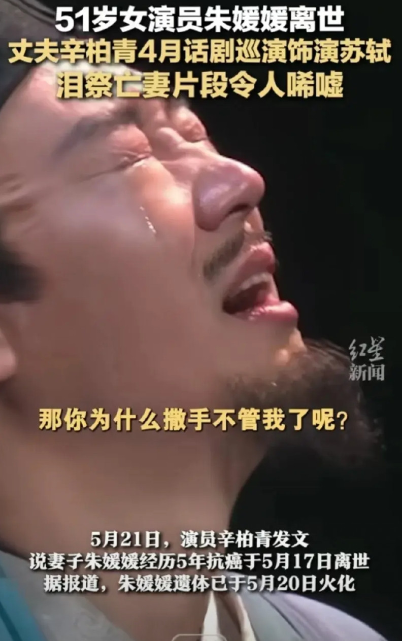 一语成谶，四月份辛柏青在话剧巡演中扮演苏轼，当念到悼亡词《江城子·乙卯正月二十日