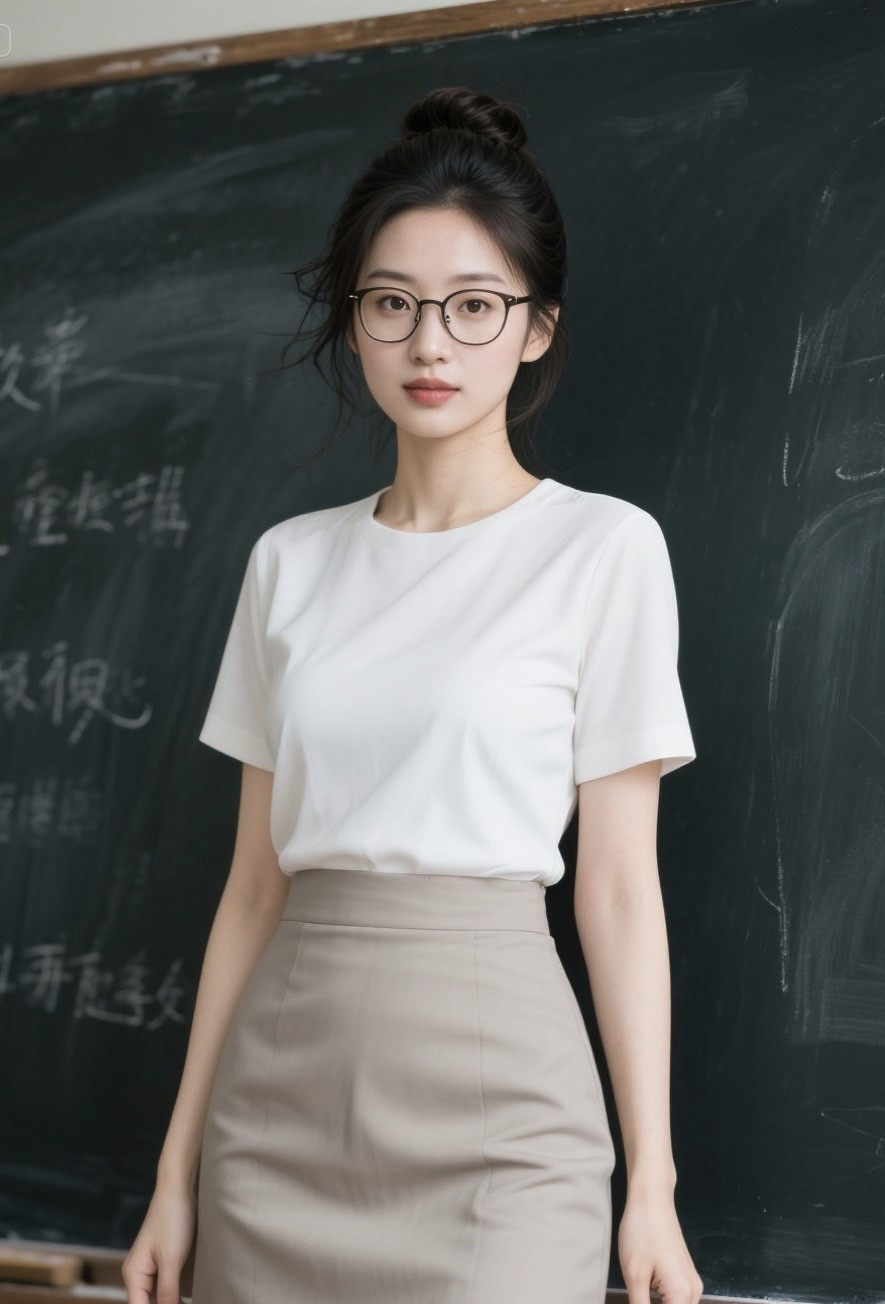 美眉讲解作业，认真模样迷人