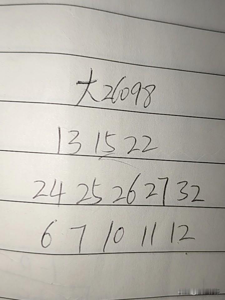 大乐透26098期：这三组号码中每组中最多考虑一个号码，第一组中13、15、22