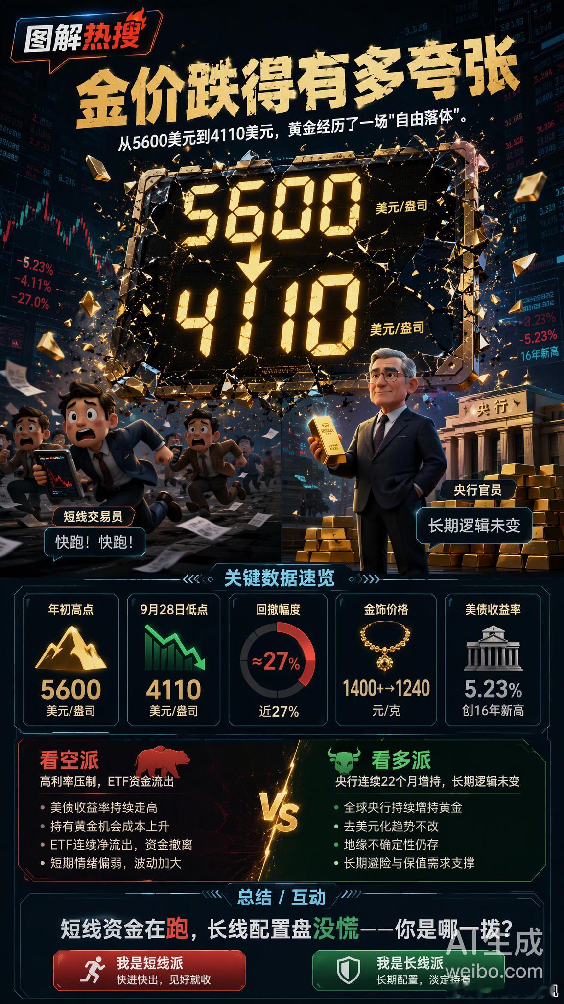金价这叫跌？2026年8月国际金价从年初5600美元/盎司的高点掉到4200附近，回撤25%，一帮人